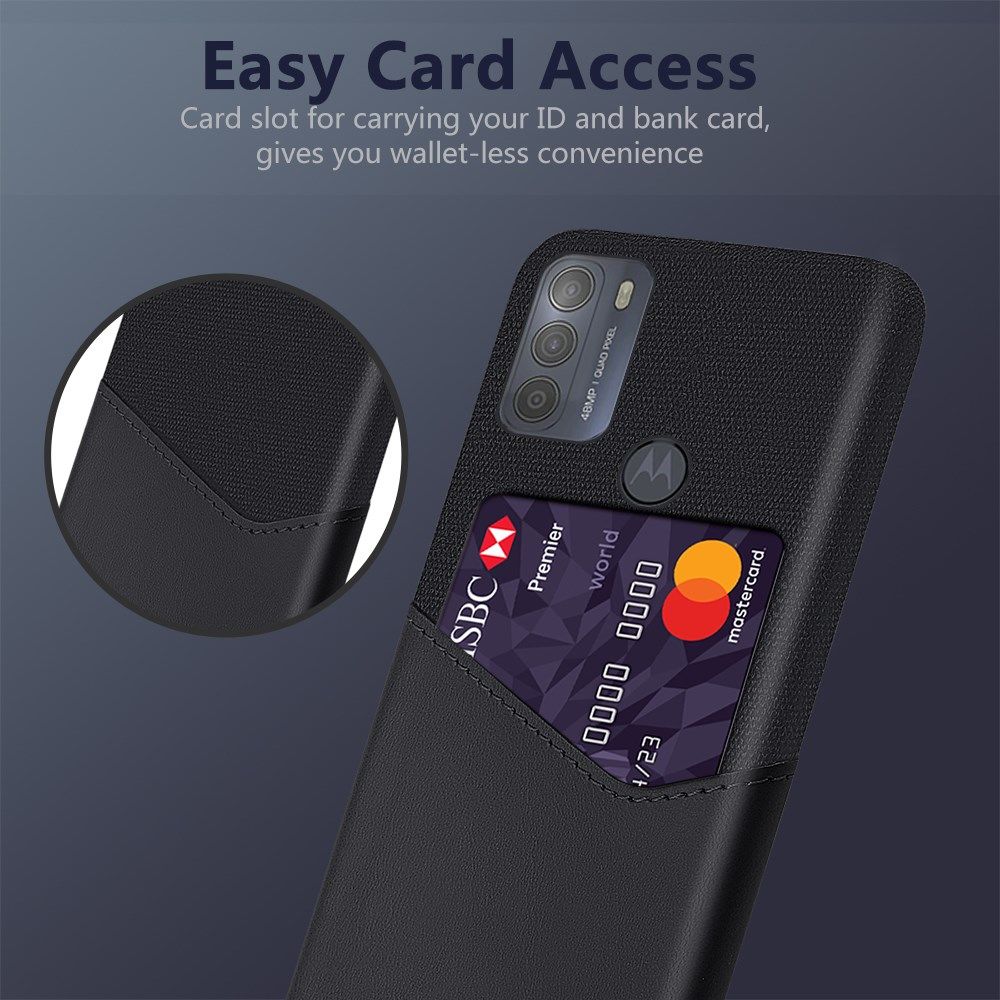 Motorola Moto G50 Hoesje met Kaartsleuf Kunstleer Back Cover Zwart afbeelding 4