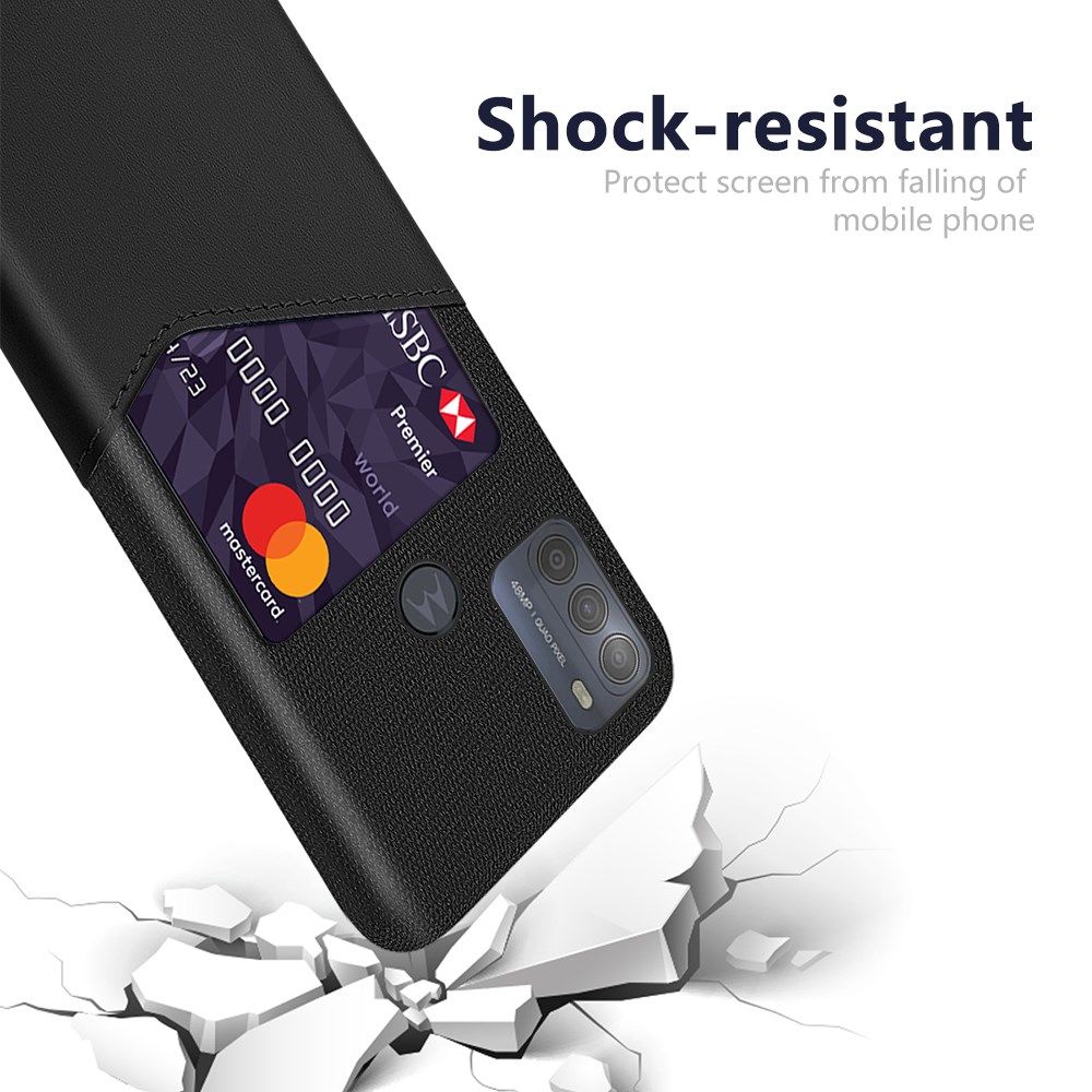 Motorola Moto G50 Hoesje met Kaartsleuf Kunstleer Back Cover Zwart afbeelding 3