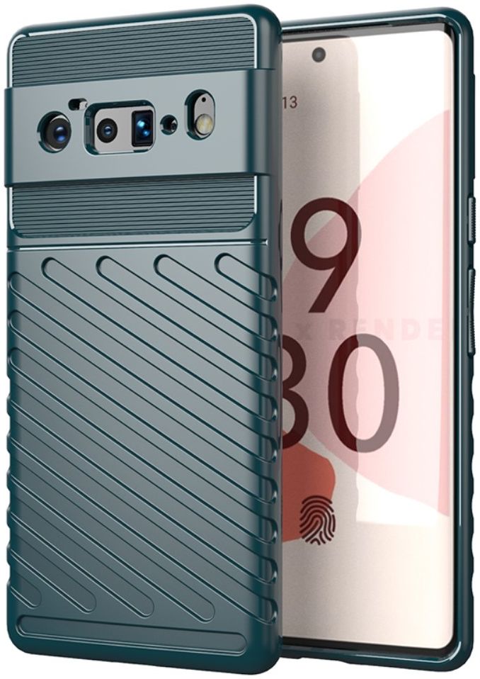 Google Pixel 6 Pro Hoesje TPU Thunder Design Back Cover Groen afbeelding 1