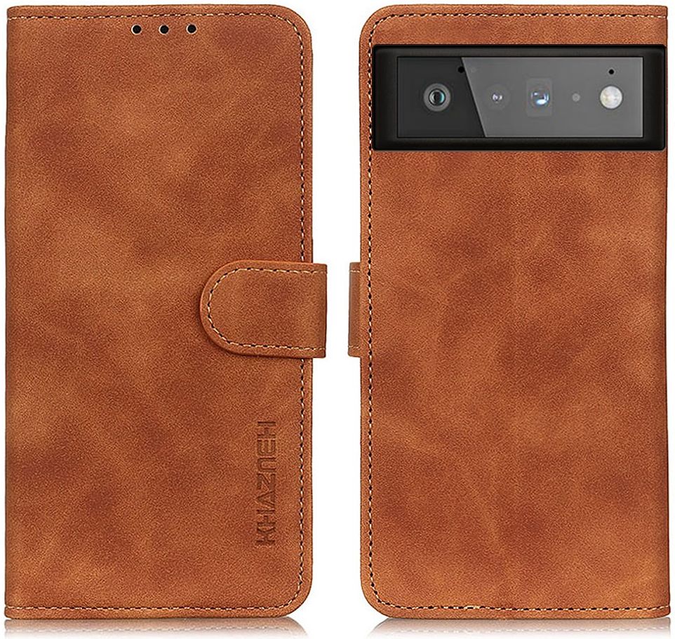 KHAZNEH Google Pixel 6 Pro Hoesje Retro Wallet Book Case Bruin afbeelding 2