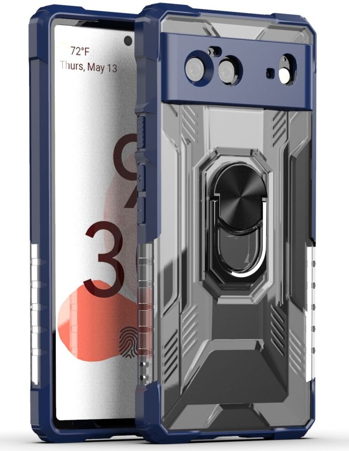 Google Pixel 6 Hoesje Hybride Kickstand Back Cover Blauw afbeelding 1