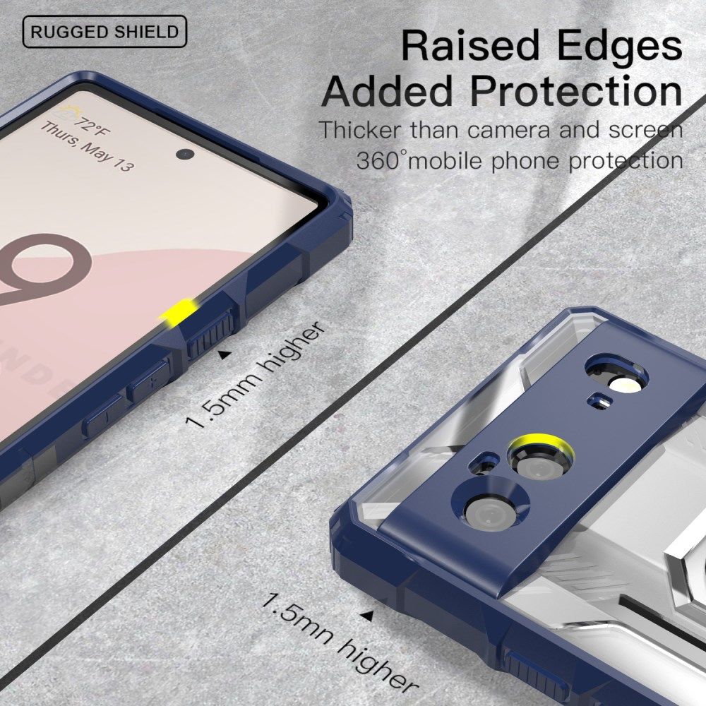 Google Pixel 6 Hoesje Hybride Kickstand Back Cover Blauw afbeelding 3
