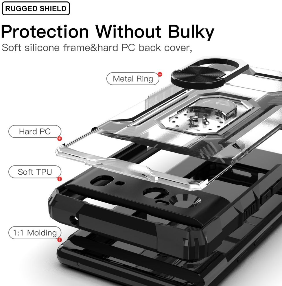 Google Pixel 6 Hoesje Hybride Kickstand Back Cover Zwart afbeelding 4