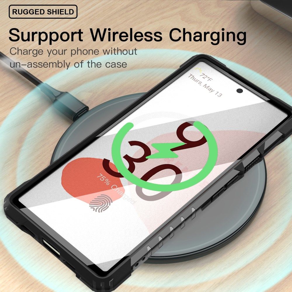 Google Pixel 6 Hoesje Hybride Kickstand Back Cover Zwart afbeelding 6