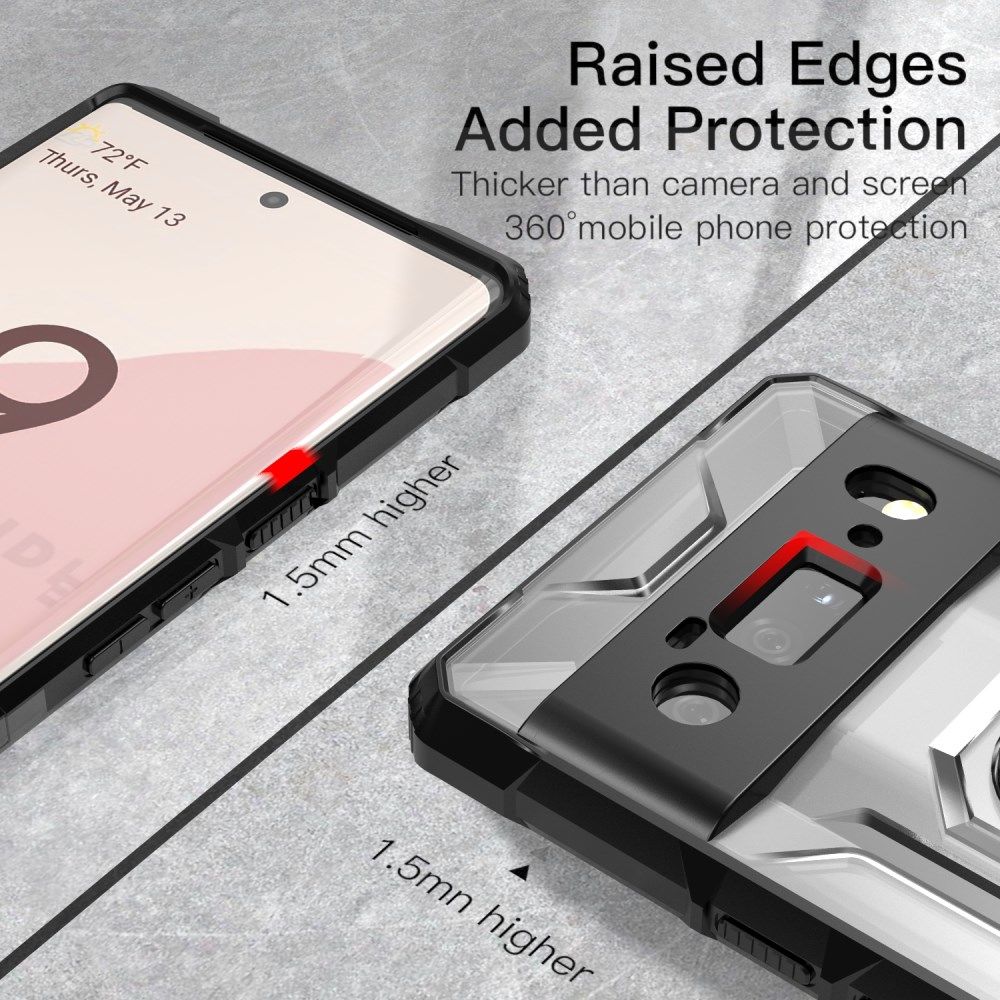 Google Pixel 6 Pro Hoesje Hybride Kickstand Back Cover Zwart afbeelding 3