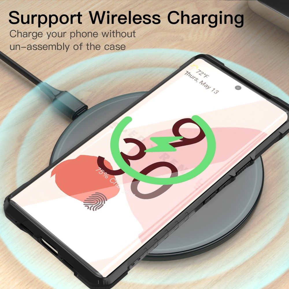 Google Pixel 6 Pro Hoesje Hybride Kickstand Back Cover Zwart afbeelding 6