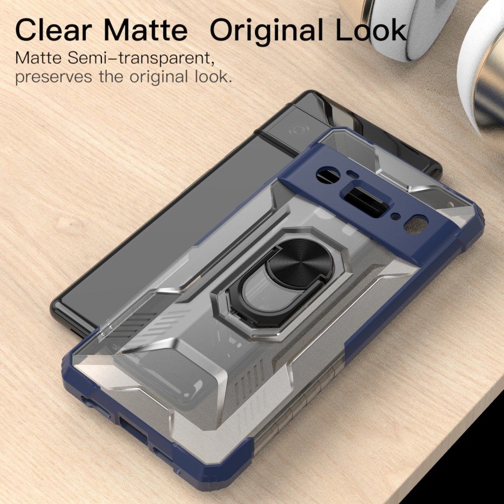 Google Pixel 6 Pro Hoesje Hybride Kickstand Back Cover Blauw afbeelding 2