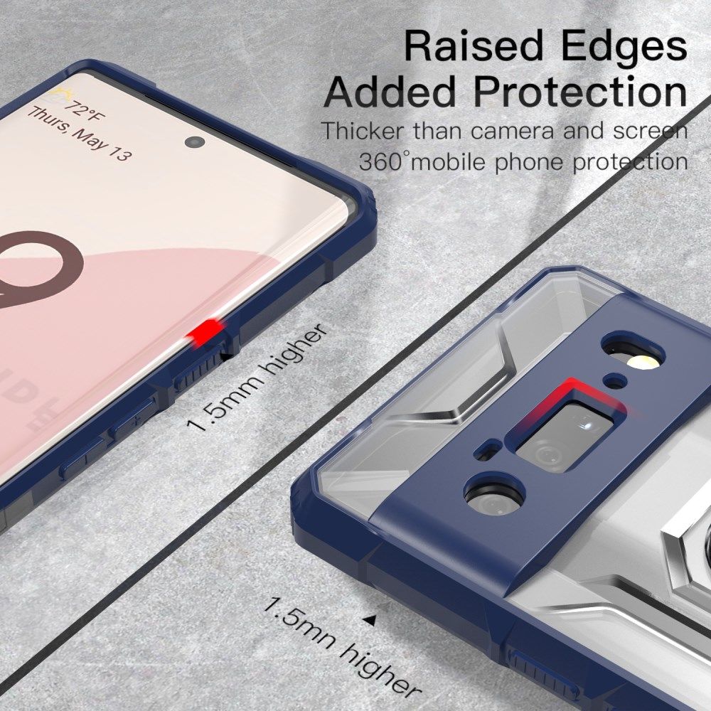 Google Pixel 6 Pro Hoesje Hybride Kickstand Back Cover Blauw afbeelding 3