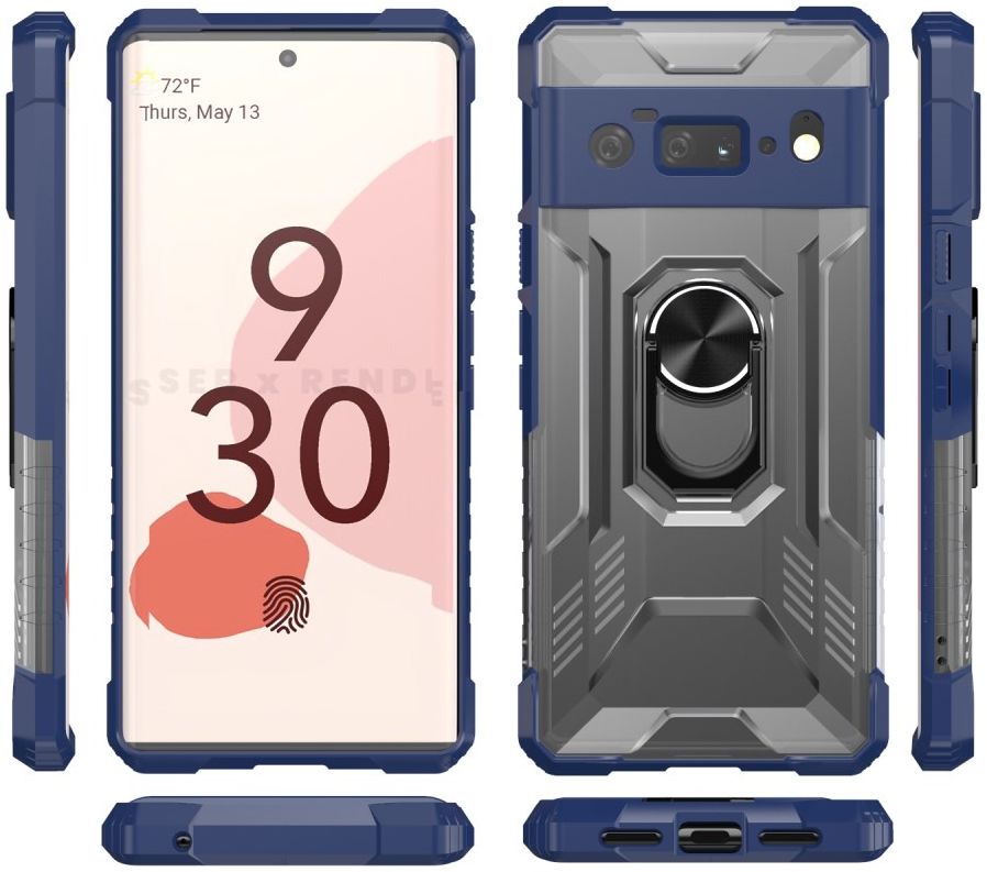 Google Pixel 6 Pro Hoesje Hybride Kickstand Back Cover Blauw afbeelding 8