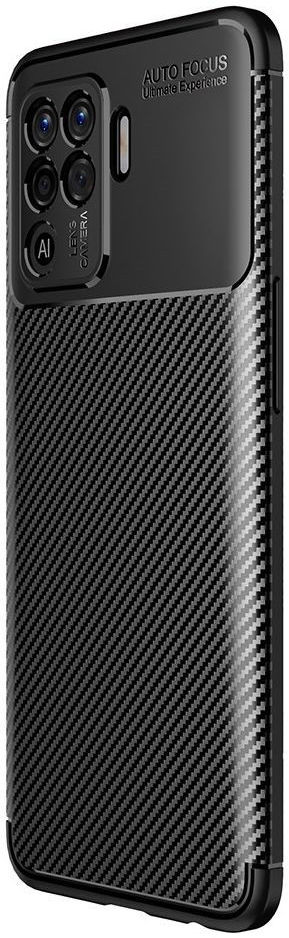 Oppo A94 Hoesje Siliconen Carbon TPU Back Cover Zwart afbeelding 1
