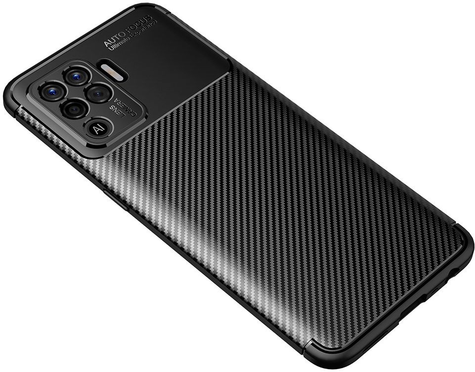 Oppo A94 Hoesje Siliconen Carbon TPU Back Cover Zwart afbeelding 11