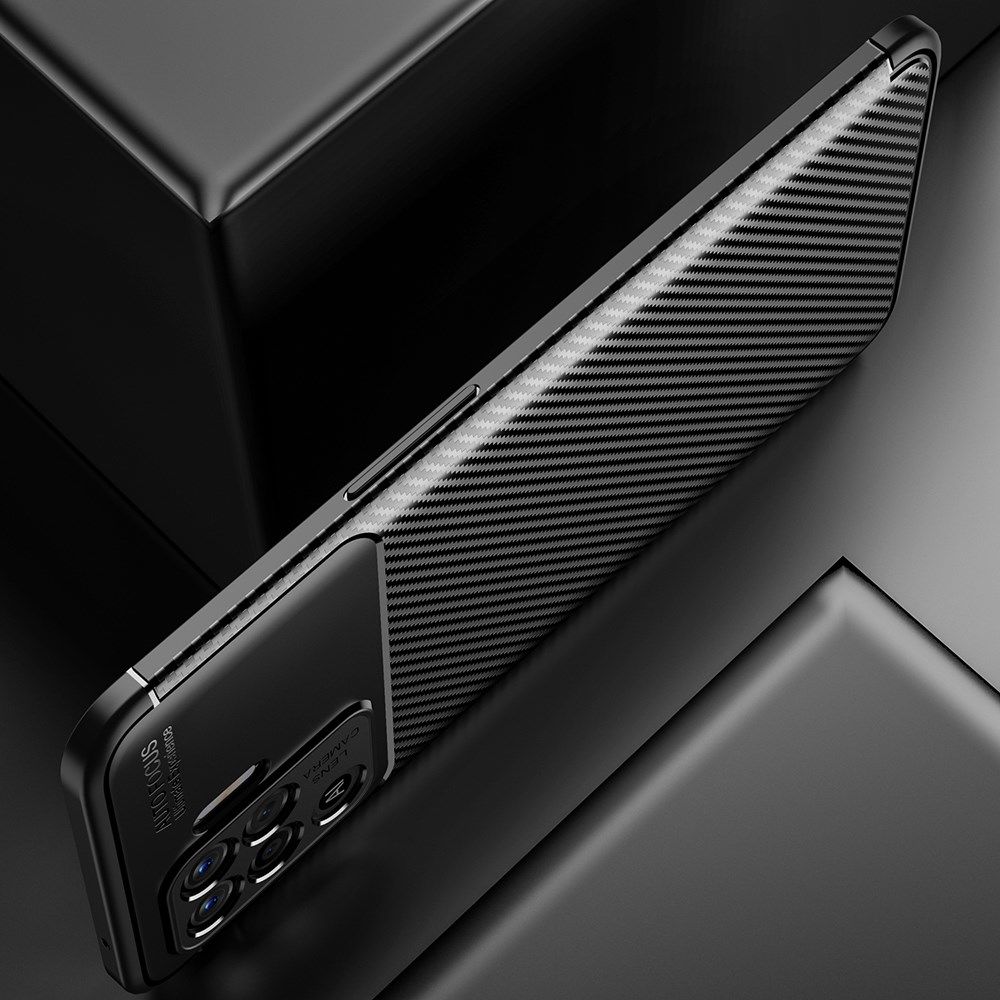 Oppo A94 Hoesje Siliconen Carbon TPU Back Cover Zwart afbeelding 8