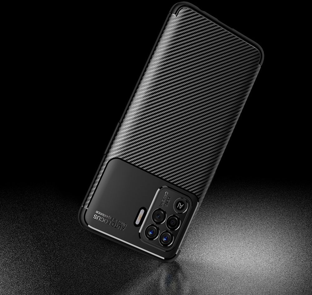 Oppo A94 Hoesje Siliconen Carbon TPU Back Cover Zwart afbeelding 10