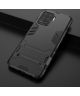 Oppo A94 Hoesje Shock Proof Hybride Back Cover met Kickstand Zwart