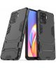 Oppo A94 Hoesje Shock Proof Hybride Back Cover met Kickstand Zwart