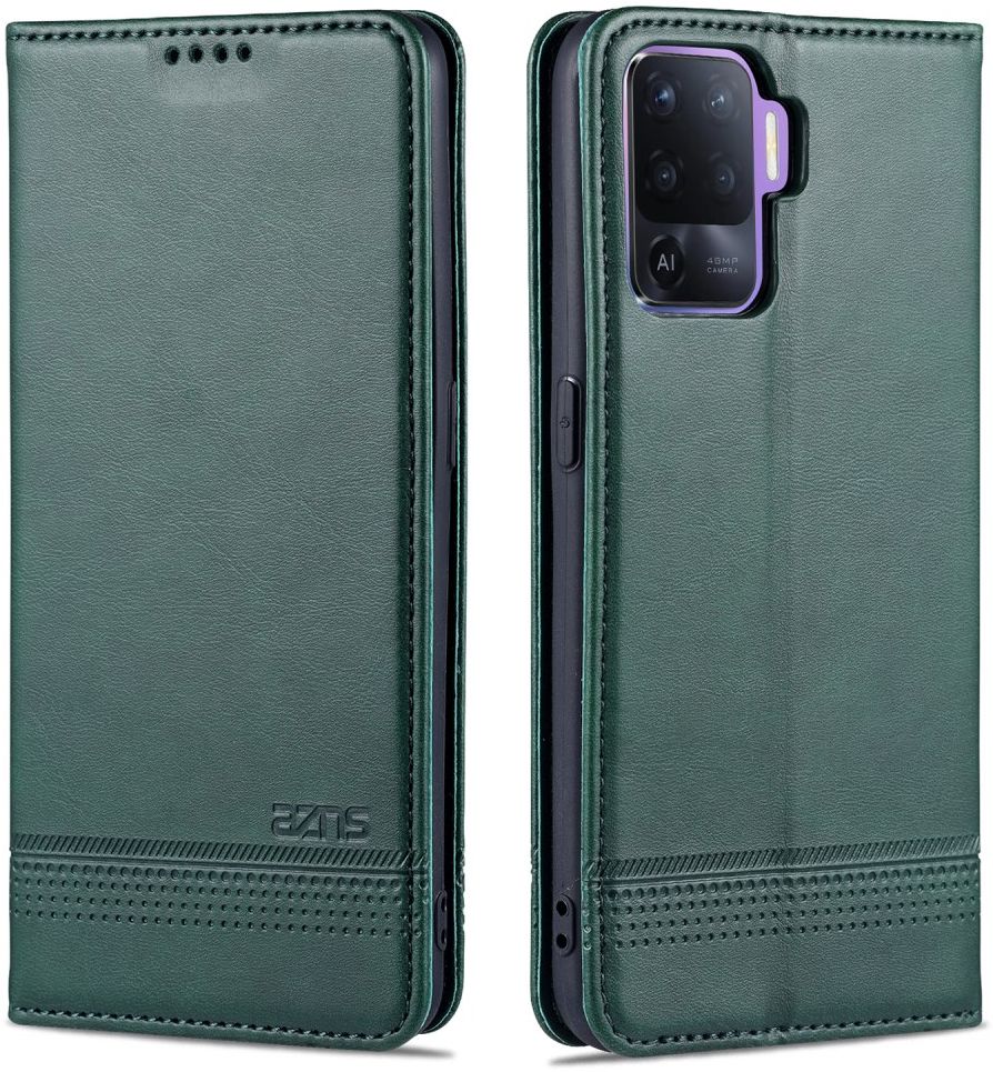 AZNS Oppo A94 / Oppo Reno5 Lite Portemonnee Book Case Kunstleer Groen afbeelding 3