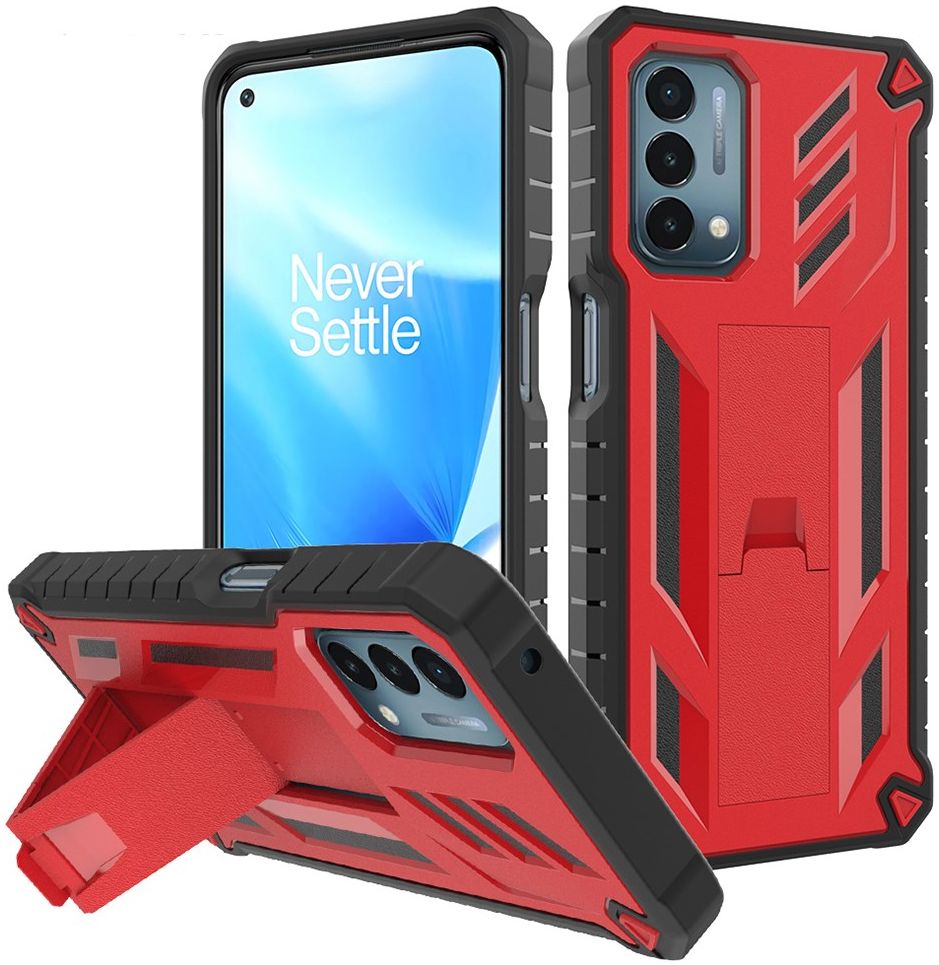 Oppo A54 5G / A74 5G Hoesje Hybride Back Cover met Kickstand Rood afbeelding 1