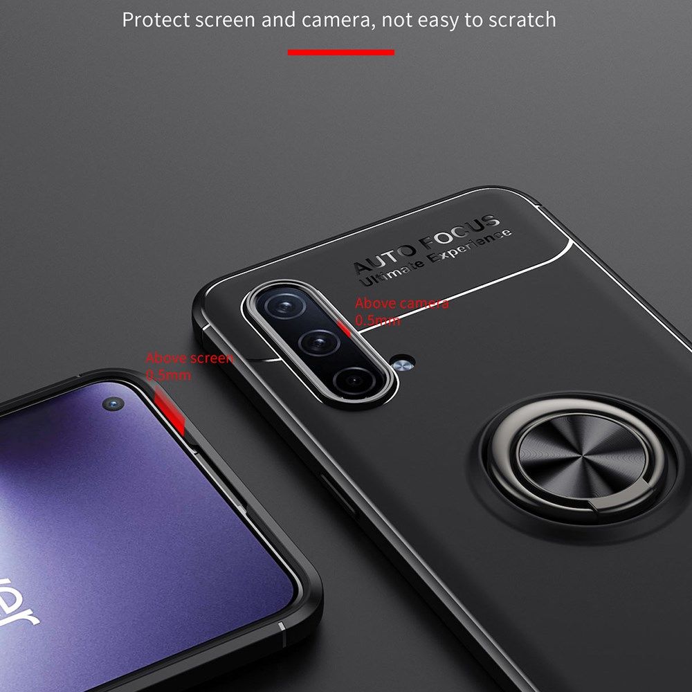OnePlus Nord CE Hoesje Metalen Magnetische Ring Kickstand Blauw Zwart afbeelding 5