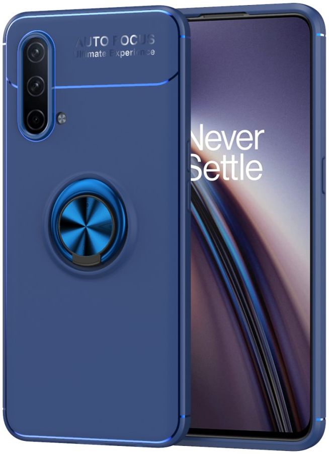 OnePlus Nord CE Hoesje Metalen Magnetische Ring Kickstand Blauw afbeelding 1