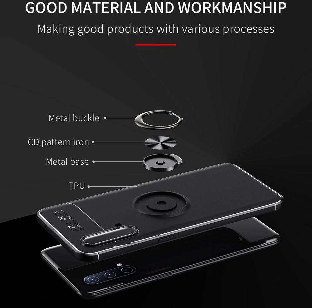 OnePlus Nord CE Hoesje Metalen Magnetische Ring Kickstand Blauw afbeelding 3