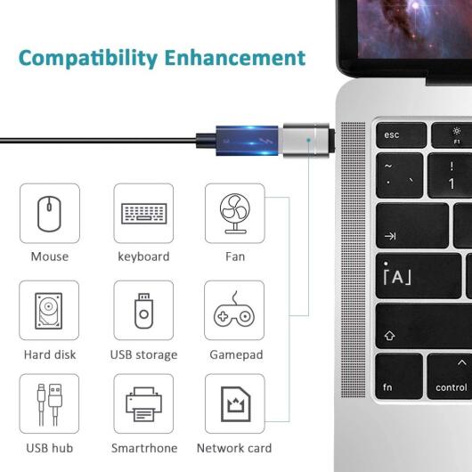 Universele USB-C naar USB-A Adapter On The Go Converter Grijs afbeelding 6