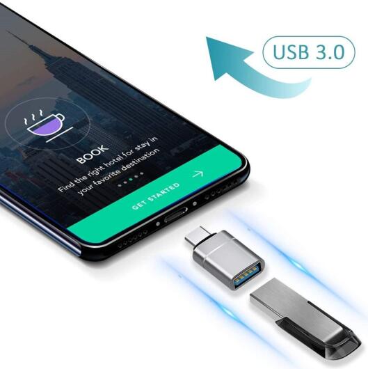 Universele USB-C naar USB-A Adapter On The Go Converter Grijs afbeelding 3
