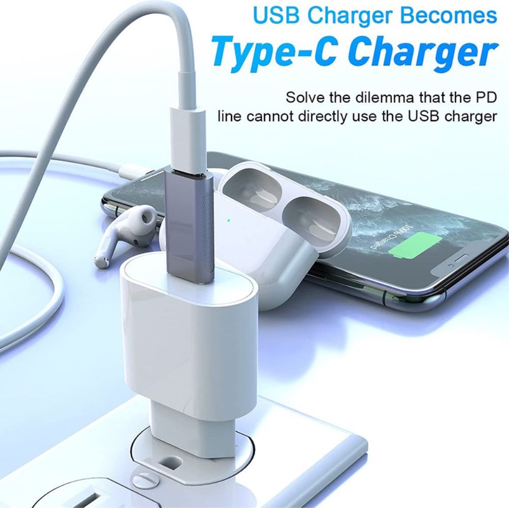 Universele USB-A naar USB-C Adapter On The Go Converter Grijs afbeelding 3