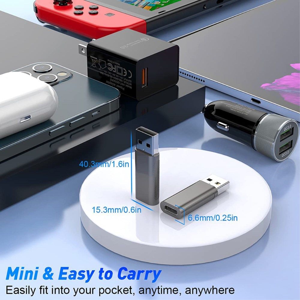 Universele USB-A naar USB-C Adapter On The Go Converter Grijs afbeelding 7