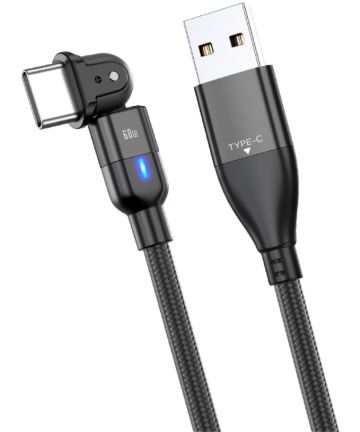 2-in-1 USB-A / USB-C naar USB-C Kabel 60W Power Delivery 2M Zwart Kabels