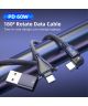 2-in-1 USB-A / USB-C naar USB-C Kabel 60W Power Delivery 2M Zwart