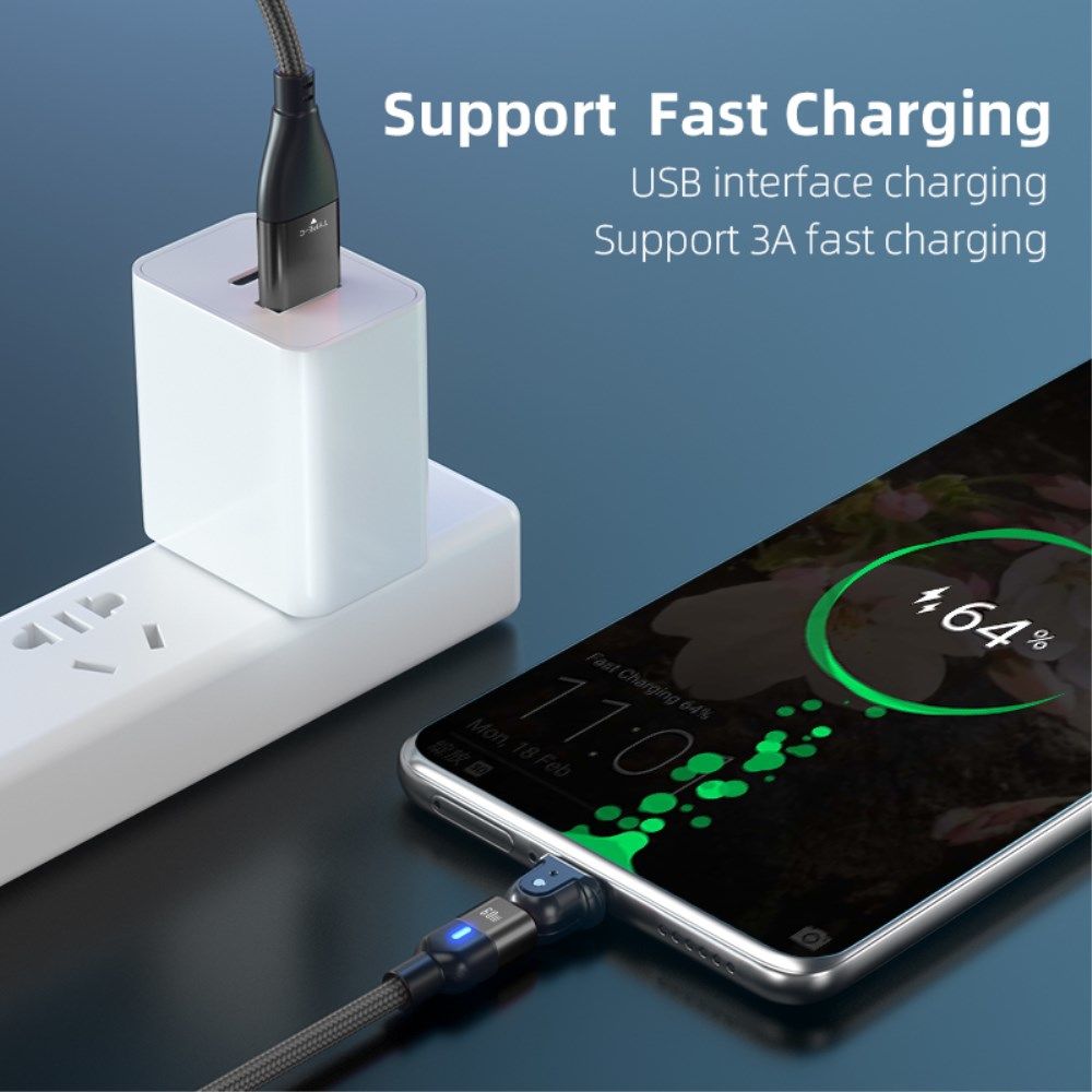 2-in-1 USB-A / USB-C naar USB-C Kabel 60W Power Delivery 2M Zwart afbeelding 8