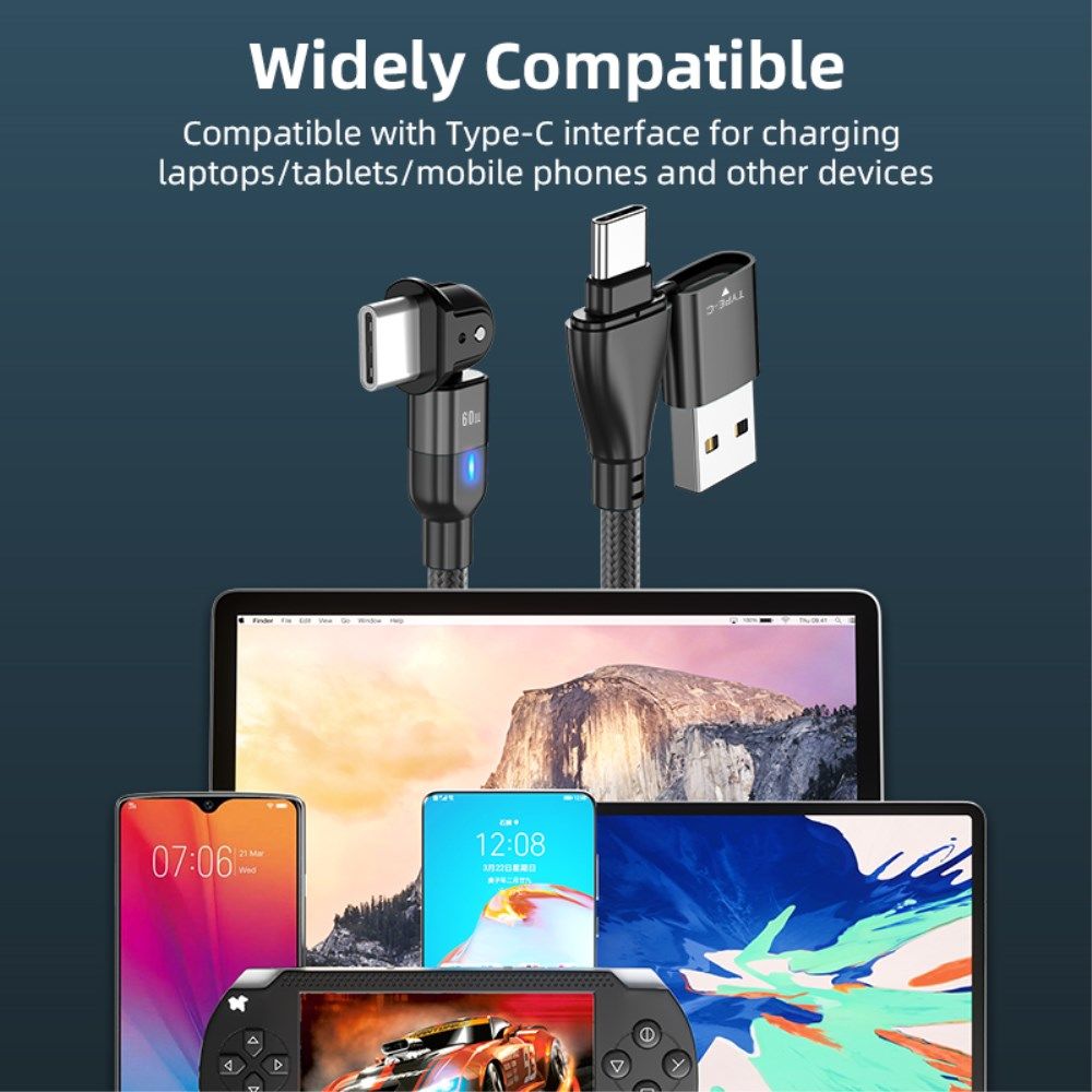 2-in-1 USB-A / USB-C naar USB-C Kabel 60W Power Delivery 2M Zwart afbeelding 11