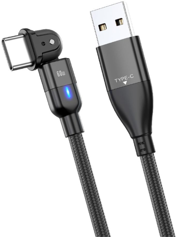 2-in-1 USB-A / USB-C naar USB-C Kabel 60W Power Delivery 2M Zwart afbeelding 1