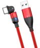 2-in-1 USB-A / USB-C naar USB-C Kabel 60W Power Delivery 2M Rood