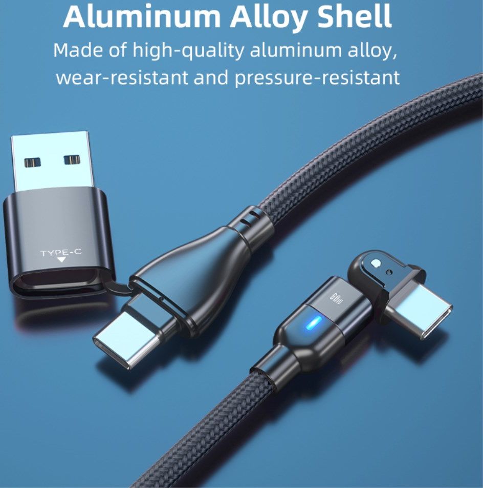 2-in-1 USB-A / USB-C naar USB-C Kabel 60W Power Delivery 2M Rood afbeelding 8