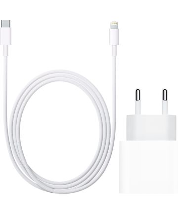 Originele Apple USB-C Snellader 20W + USB-C to Lightning Kabel 1M Wit Opladers
