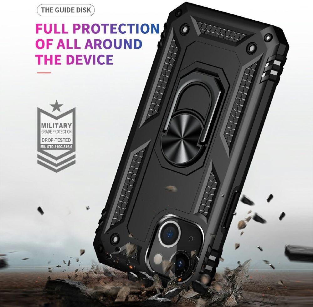 Apple iPhone 13 Mini Hoesje Hybride Kickstand Back Cover Zwart afbeelding 5
