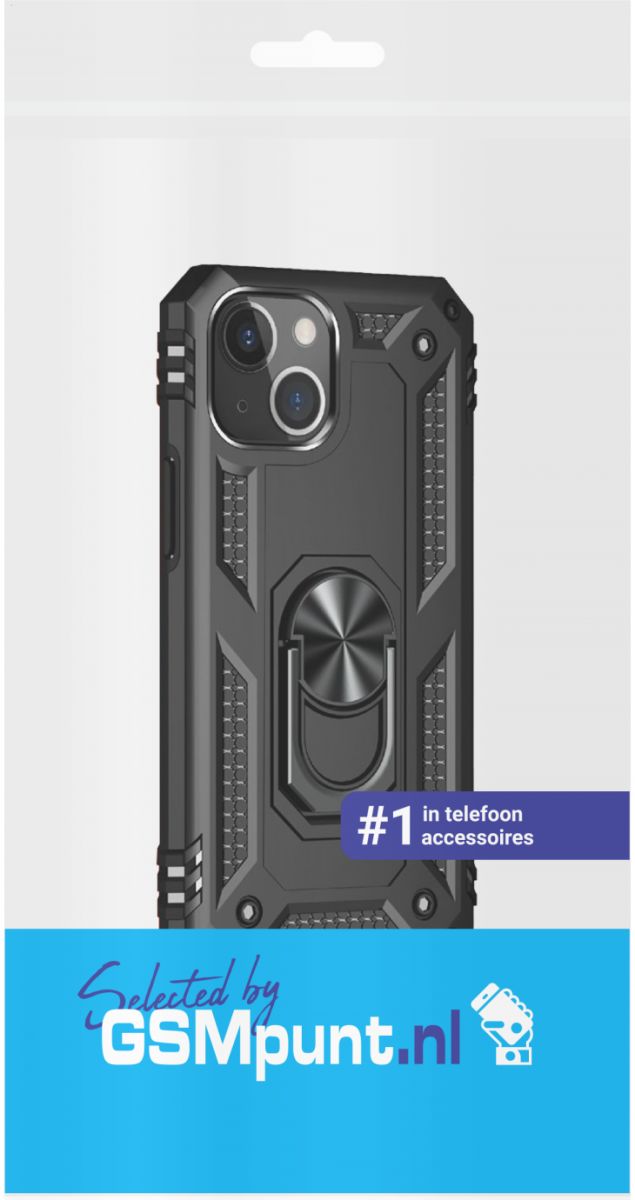 Apple iPhone 13 Hoesje Hybride Kickstand Back Cover Zwart afbeelding 3