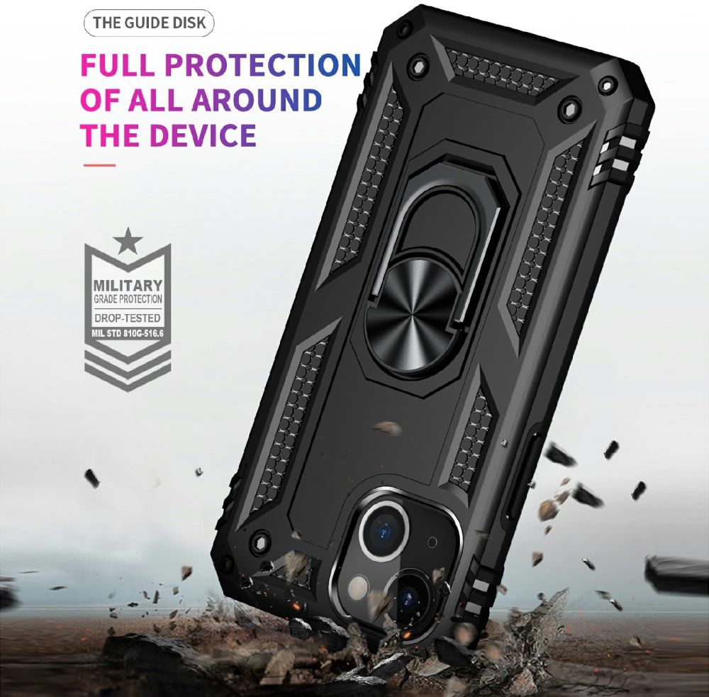 Apple iPhone 13 Hoesje Hybride Kickstand Back Cover Zwart afbeelding 6