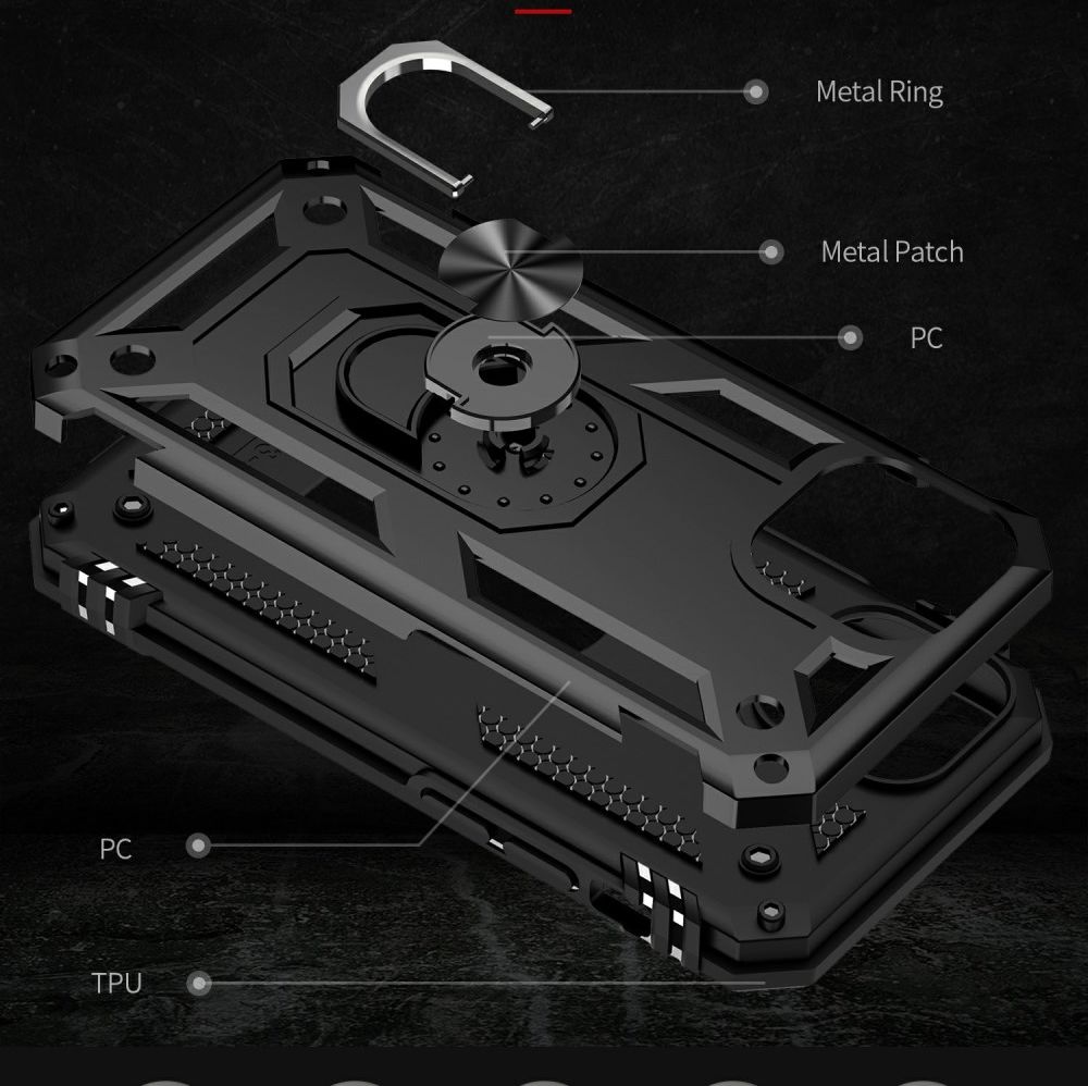 Apple iPhone 13 Hoesje Hybride Kickstand Back Cover Zwart afbeelding 8