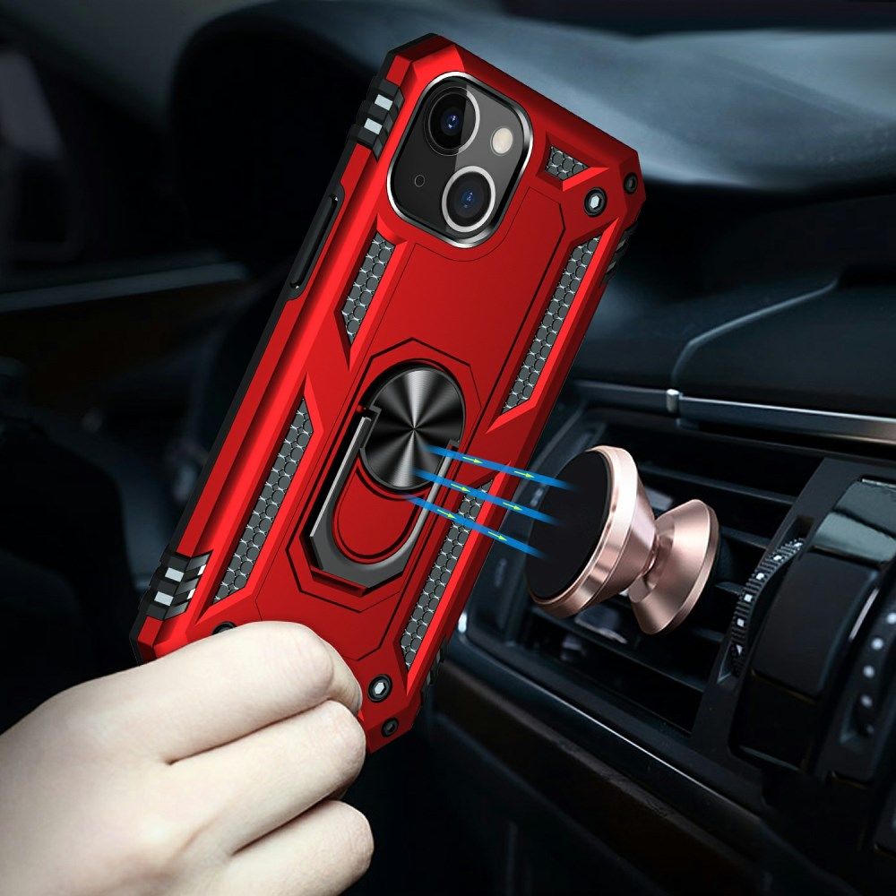 Apple iPhone 13 Hoesje Hybride Kickstand Back Cover Rood afbeelding 5
