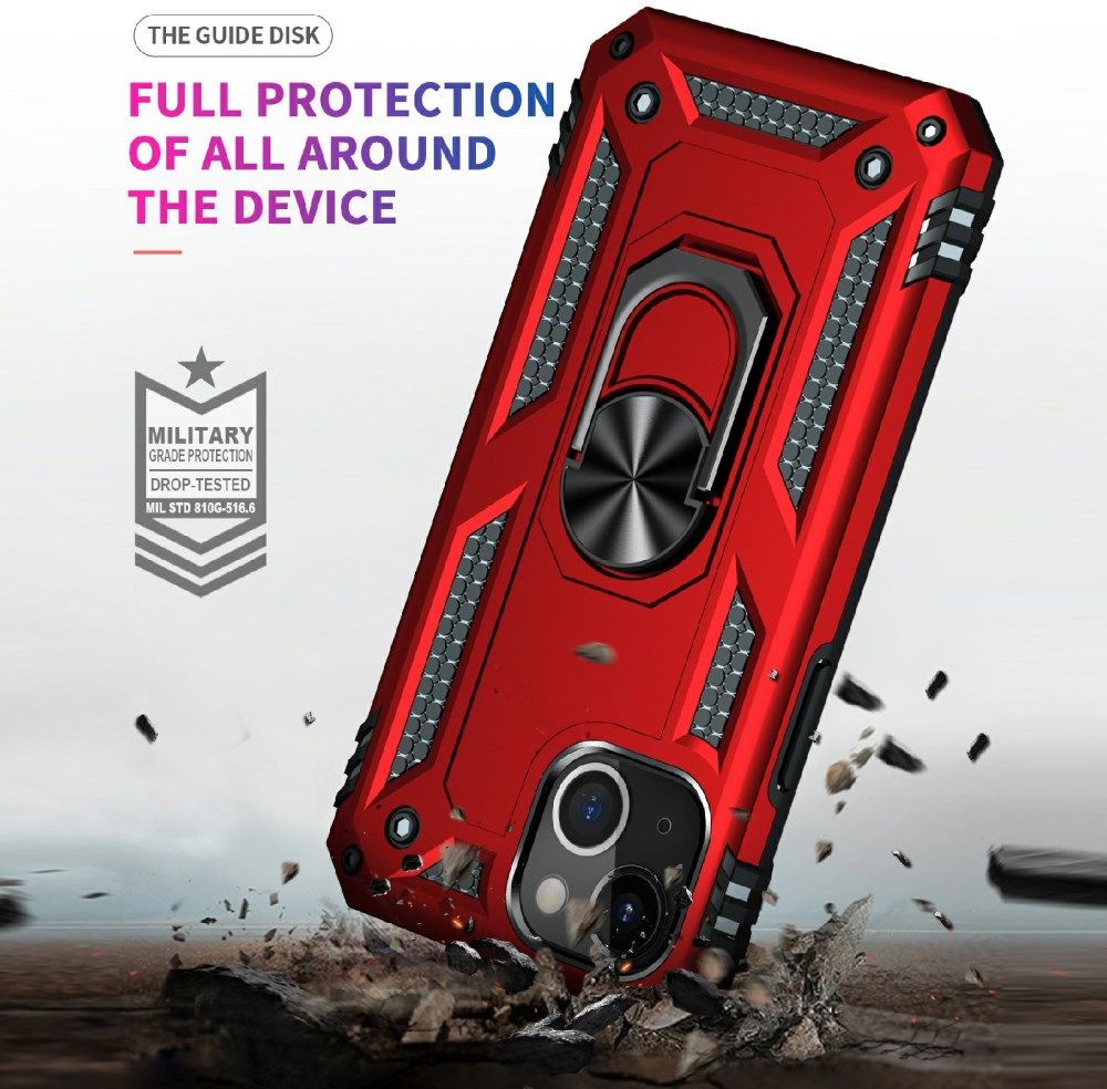 Apple iPhone 13 Hoesje Hybride Kickstand Back Cover Rood afbeelding 6