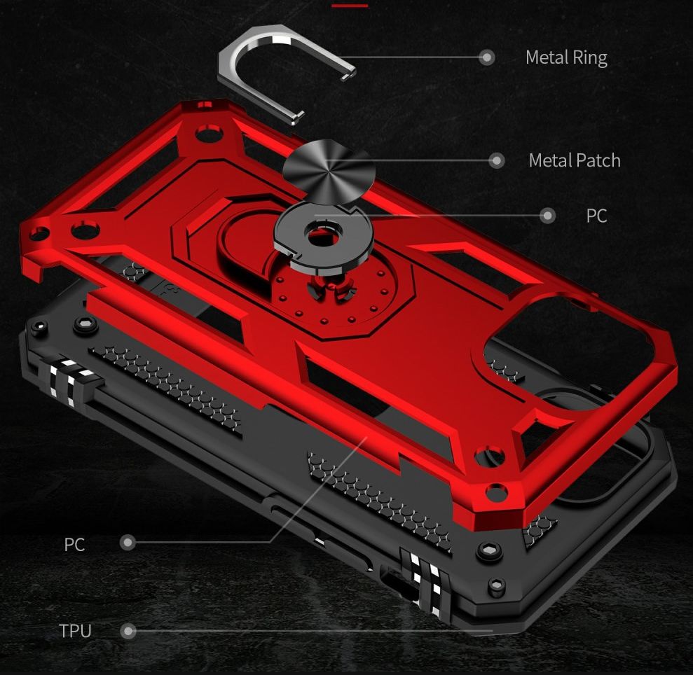 Apple iPhone 13 Hoesje Hybride Kickstand Back Cover Rood afbeelding 8