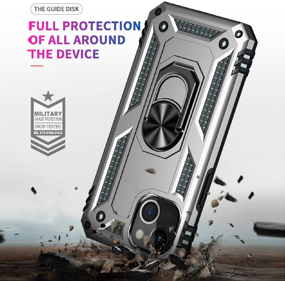 Apple iPhone 13 Hoesje Hybride Kickstand Back Cover Zilver afbeelding 5