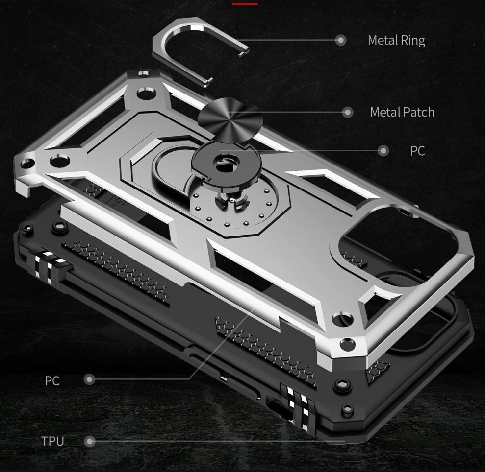Apple iPhone 13 Hoesje Hybride Kickstand Back Cover Zilver afbeelding 8