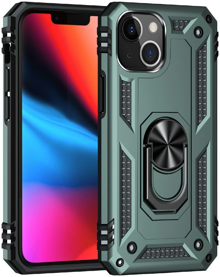 Apple iPhone 13 Hoesje Hybride Kickstand Back Cover Groen afbeelding 1