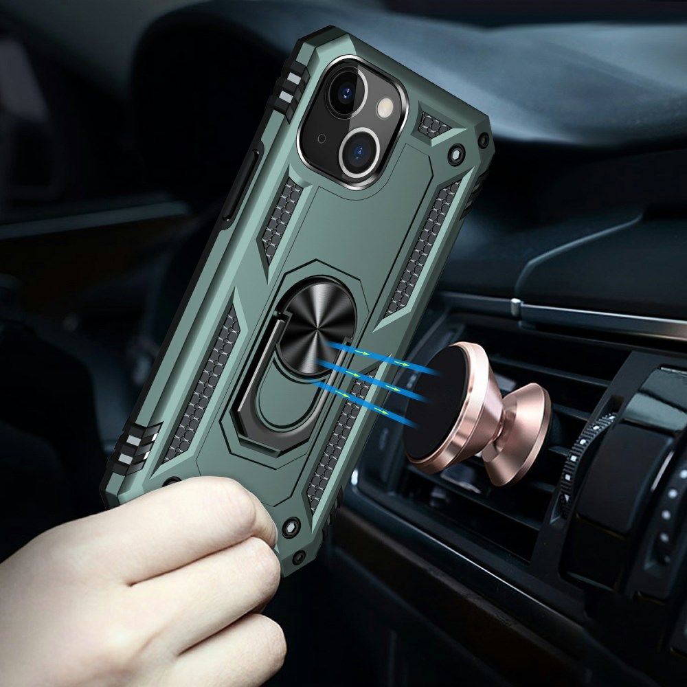Apple iPhone 13 Hoesje Hybride Kickstand Back Cover Groen afbeelding 5