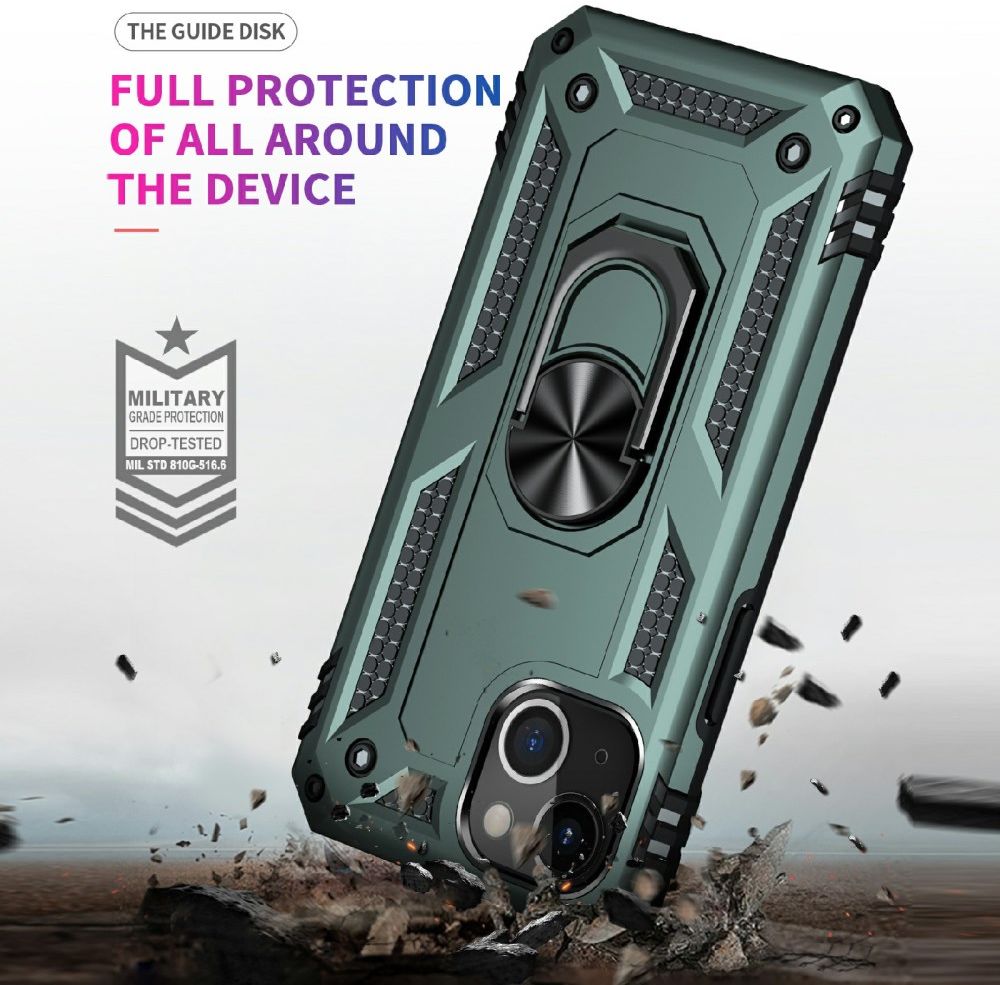 Apple iPhone 13 Hoesje Hybride Kickstand Back Cover Groen afbeelding 6