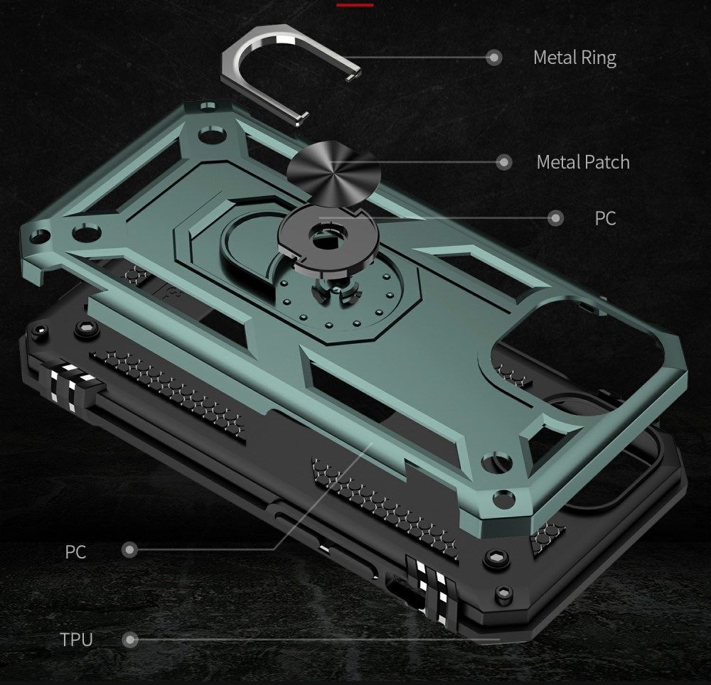 Apple iPhone 13 Hoesje Hybride Kickstand Back Cover Groen afbeelding 8
