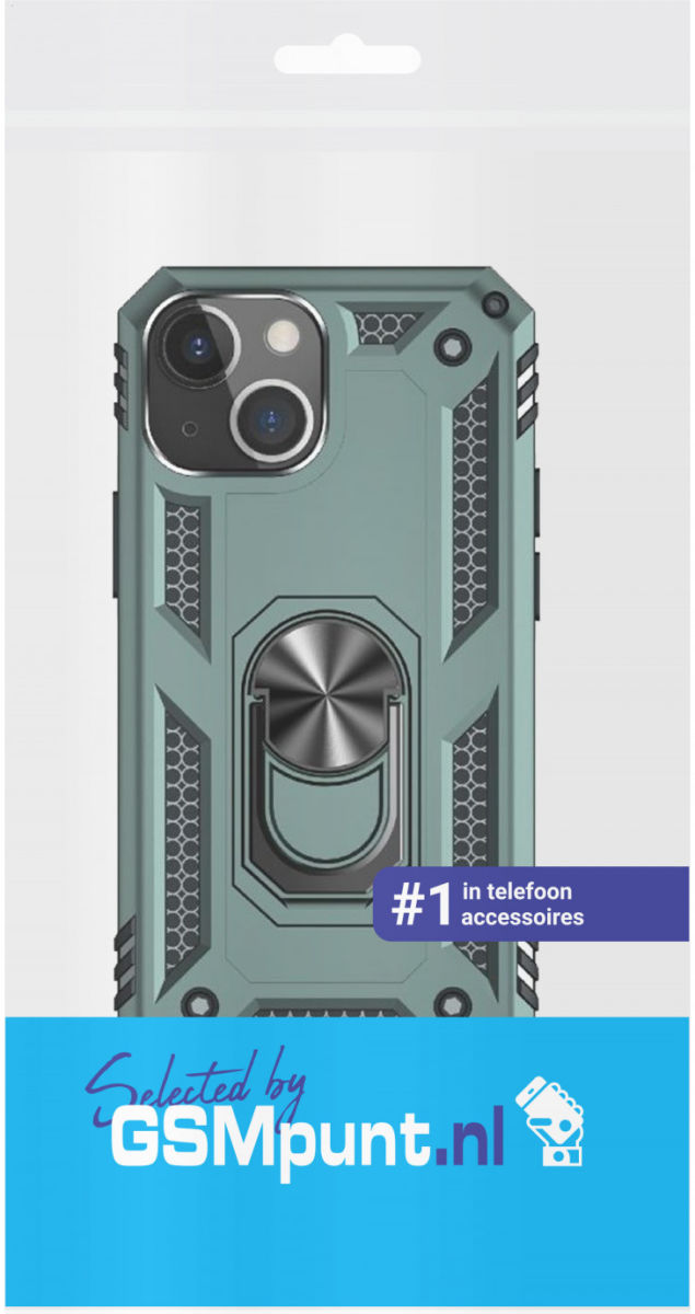 Apple iPhone 13 Hoesje Hybride Kickstand Back Cover Groen afbeelding 3